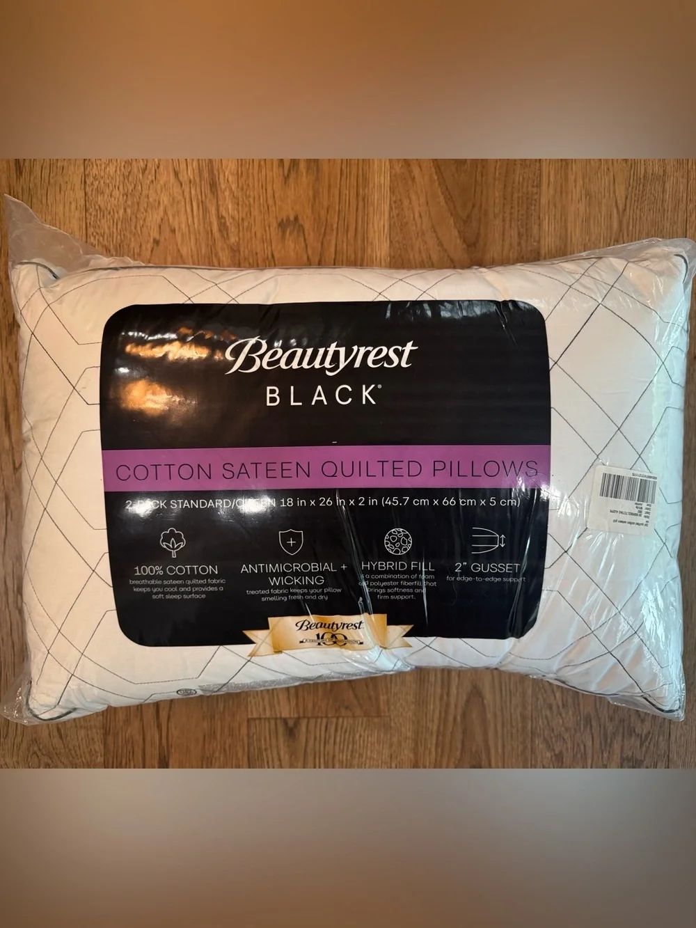 BEAUTYREST BLACK 2pk Luxurious Cotton Sateen Down Alternative Pillows